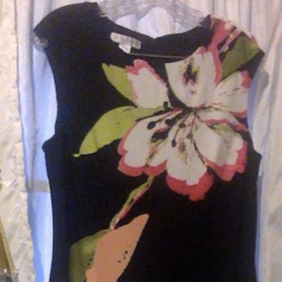 London Times Lily Pad Print Jersey Midi Dress Sz12 - Picture 2 of 5